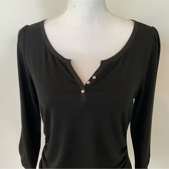 White House Black Market Black Top with Pearl Accents - Picture 4 of 7
